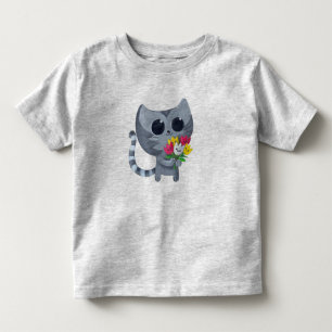 Niedliche Kittykatze und -Blumen Kleinkind T-shirt