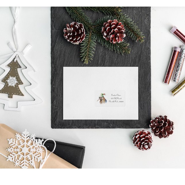 Niedliche Kiwi Bird in Christmas Elf Hat, Brauch Adressaufkleber (Von Creator hochgeladen)