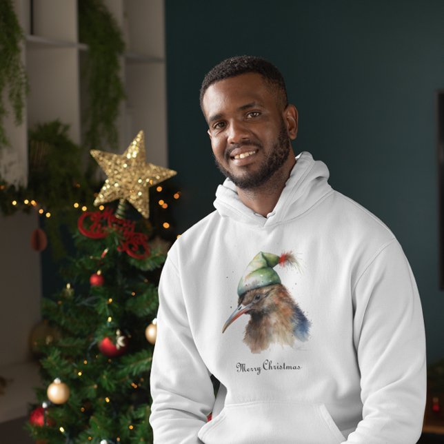 Niedliche Kiwi Bird in Christmas Elf Hat, Brauch Hoodie (Von Creator hochgeladen)