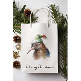 Niedliche Kiwi Bird in Christmas Elf Hat, Brauch Mittlere Geschenktüte