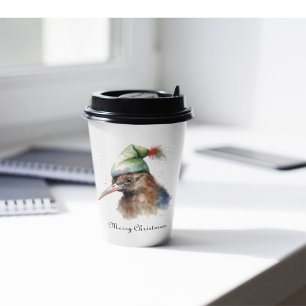 Niedliche Kiwi Bird in Christmas Elf Hat, Brauch Pappbecher