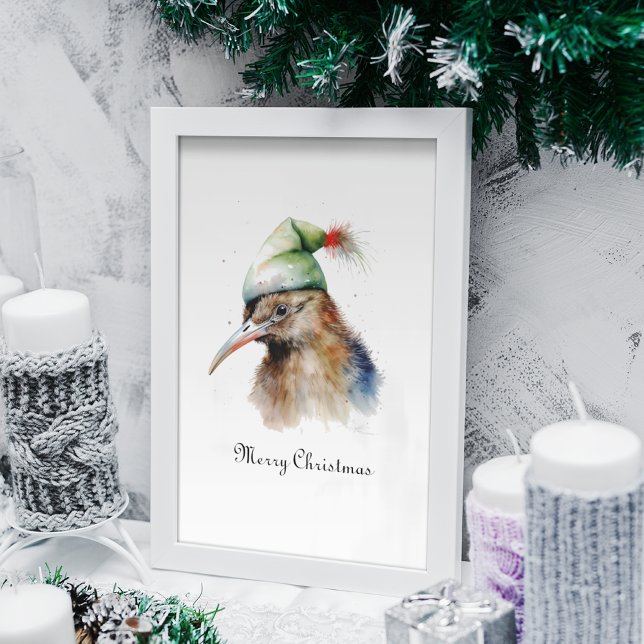 Niedliche Kiwi Bird in Christmas Elf Hat, Brauch Poster (Von Creator hochgeladen)