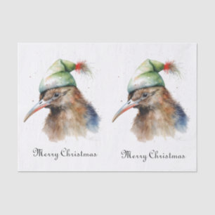 Niedliche Kiwi Bird in Christmas Elf Hat, Brauch Seidenpapier