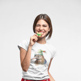 Niedliche Kiwi Bird in Christmas Elf Hat, Brauch T-Shirt