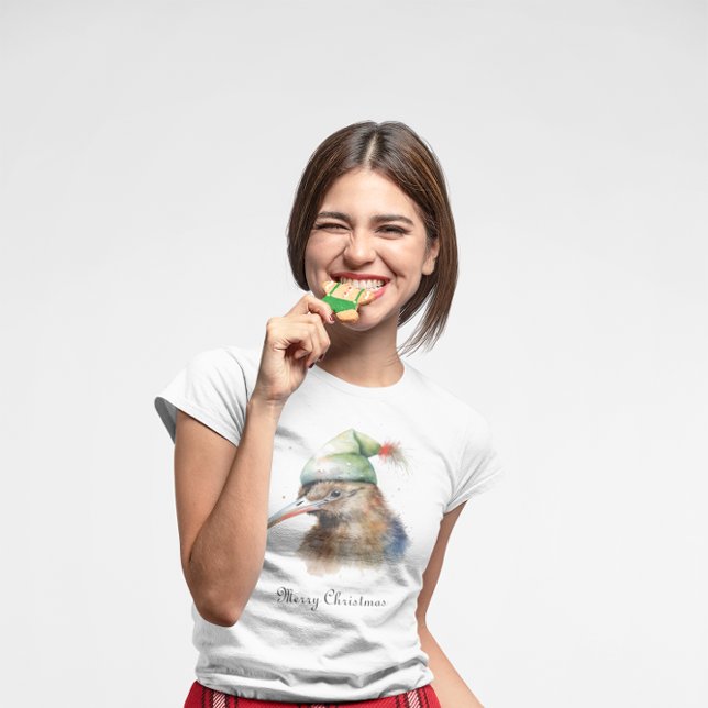Niedliche Kiwi Bird in Christmas Elf Hat, Brauch T-Shirt (Von Creator hochgeladen)