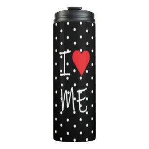 Niedliche klassische Schwarz-weiße Polka Dot Red H Thermosbecher