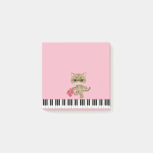 Niedliche Klavier-Katze Post-it Klebezettel