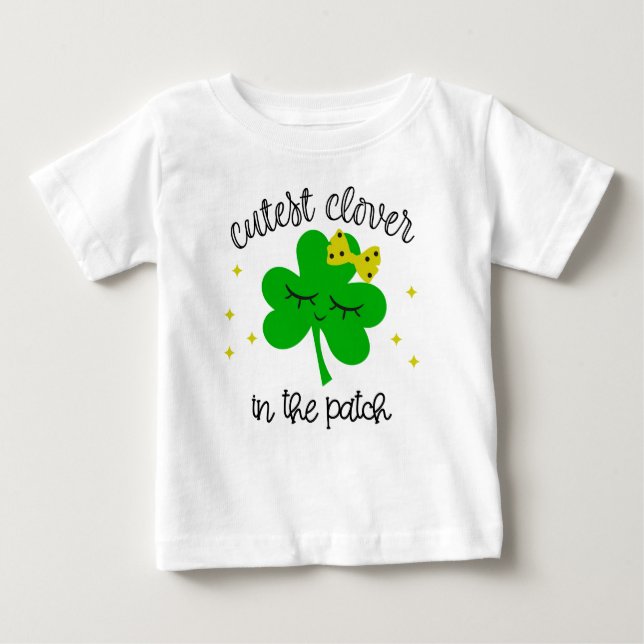 Niedliche Klee am Patch St. Patricks Day Baby T-shirt (Vorderseite)