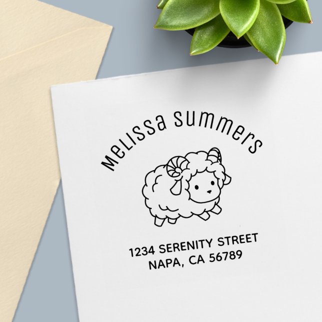 Niedliche Klein-Schafe-Ram-Arch-Adresse Permastempel (Von Creator hochgeladen)