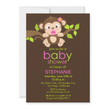 Niedliche kleine Affen-Girl-Babydusche Einladung