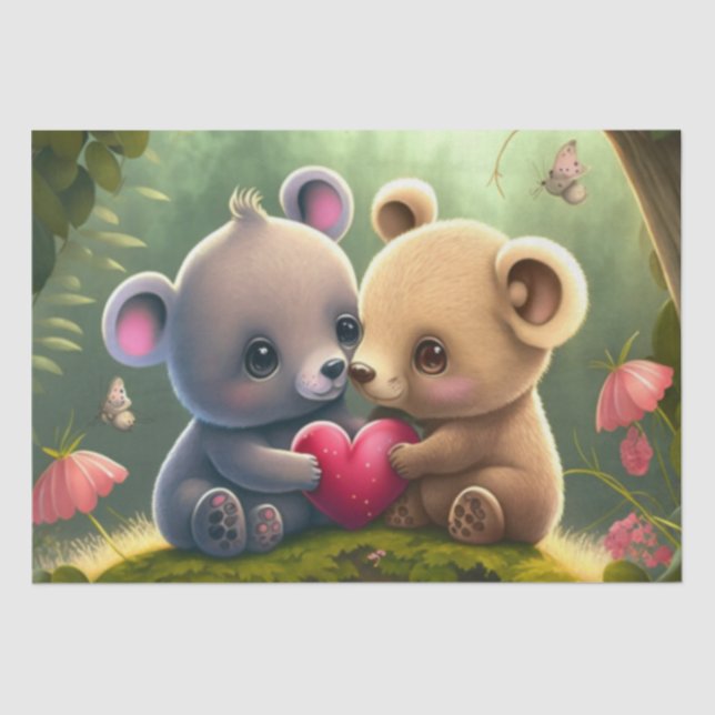 Niedliche kleine Bären Cartoon Tissue Paper Seidenpapier (Vorderseite)