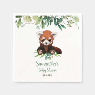Niedliche kleine Bären Red Panda Baby Dusche Grüne Serviette