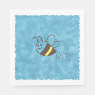 Niedliche Kleine Biene Flying Blue Wassercolor Bab Serviette