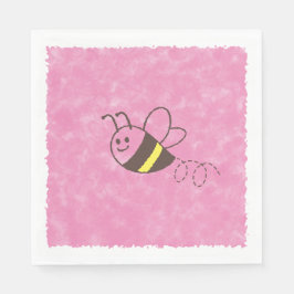Niedliche Kleine Biene Flying Pink Aquarell Kinder Serviette