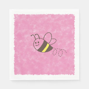 Niedliche Kleine Biene Flying Pink Aquarell Kinder Serviette