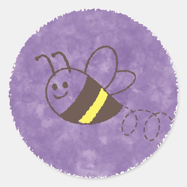 Niedliche Kleine Bienenflying Watercolor Babydusch Runder Aufkleber (Vorderseite)