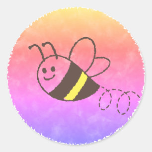Niedliche Kleine Bienenflying Watercolor Babydusch Runder Aufkleber