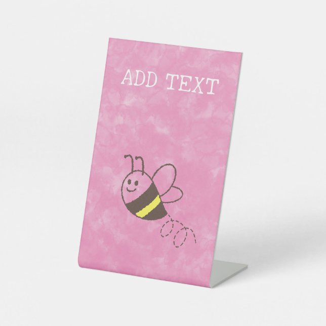 Niedliche Kleine Bienenflying Watercolor Babydusch Sockelschild (Vorderseite)