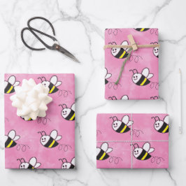 Niedliche Kleine Bienenmuster Wasserfarben Babydus Geschenkpapier Set