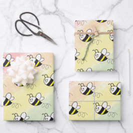 Niedliche Kleine Bienenmuster Wasserfarben Babydus Geschenkpapier Set