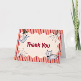 Niedliche kleine Boo Ghost Cat Herbst Kinderdusche Dankeskarte