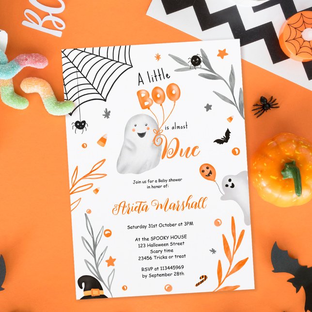 Niedliche kleine Boom Halloween-Babydusche Einladung (Cute little Boo Halloween orange baby shower Invitation)
