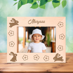 Niedliche kleine Bunnies und Blume 7x5 Geätzte Rahmen