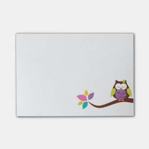 Niedliche kleine bunte Eule auf einem Ast Personal Post-it Klebezettel