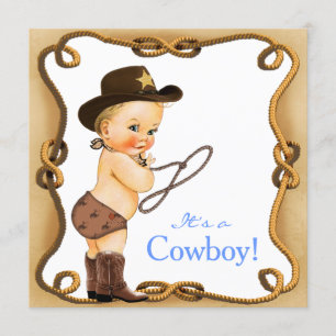 Niedliche kleine Cowboy-Babydusche Einladung