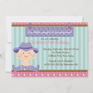 Niedliche kleine Cowgirl-Geburtstags-Party Einladung