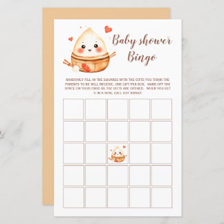 Niedliche Kleine Dumpling Baby Shower Bingo Card