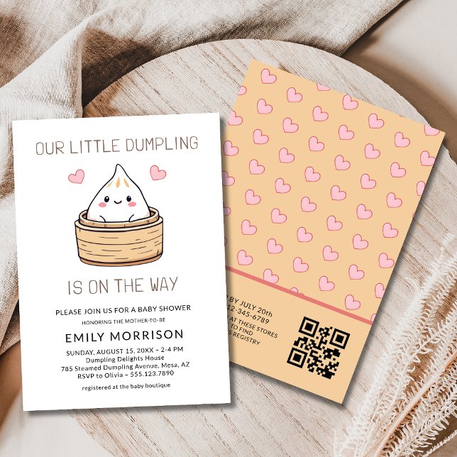 Niedliche Kleine Dumpling QR Code Babydusche Einladung (Von Creator hochgeladen)