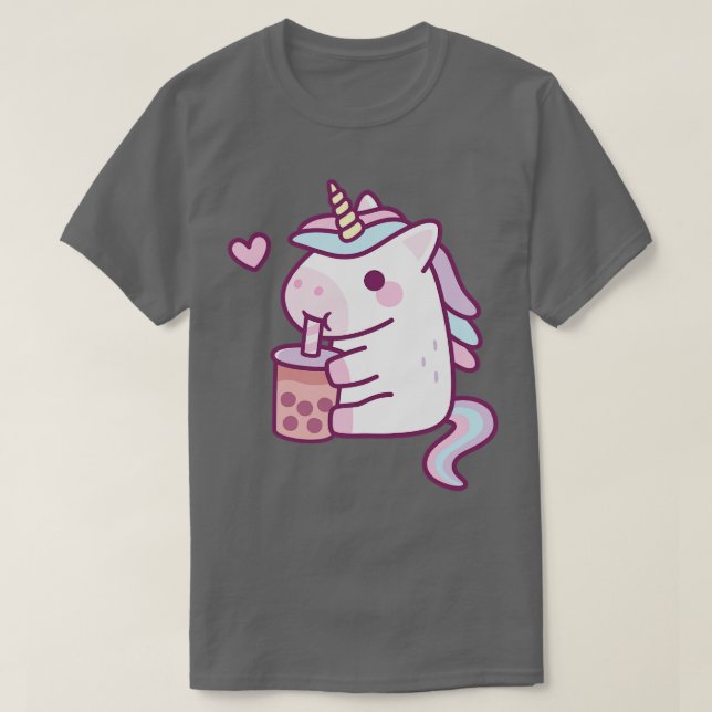 Niedliche Kleine Einhorn-Lieben trinken Bläschente T-Shirt (Design vorne)