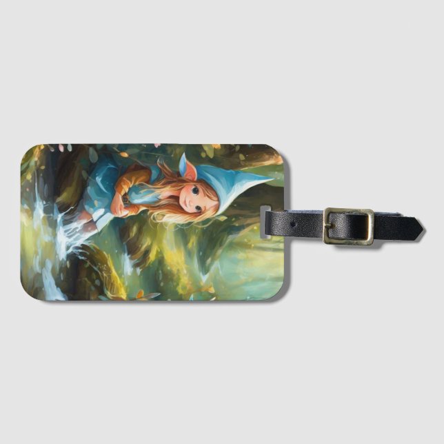 Niedliche kleine Elfe im Fluss Gepäckanhänger (Vorderseite (Horizontal))