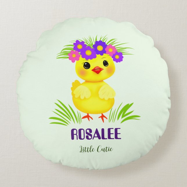 Niedliche kleine Ente Rundes Kissen (Vorderseite)