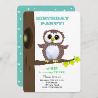 Niedliche kleine Eule & Sterne auf aquamarinem Kin