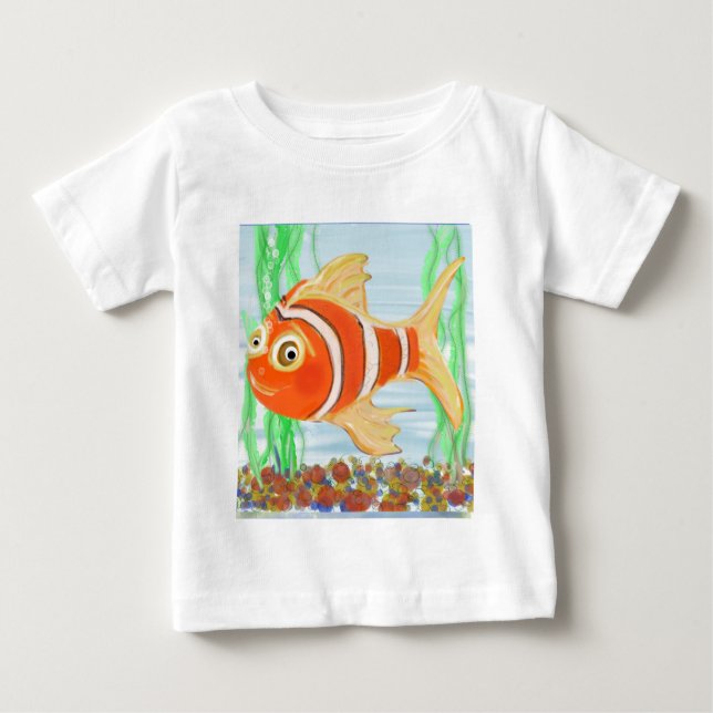 Niedliche kleine Fischerbäder in einem Pool Baby T-shirt (Vorderseite)