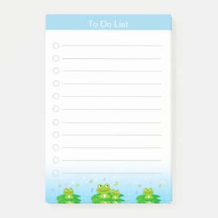 Niedliche kleine Frösche, die die Post-it-Notizen  Post-it Klebezettel