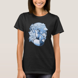 Niedliche kleine Fuchs Blume Wolken Feder Retro T-Shirt