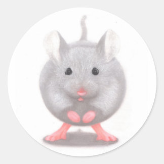 Niedliche kleine graue Maus Runder Aufkleber