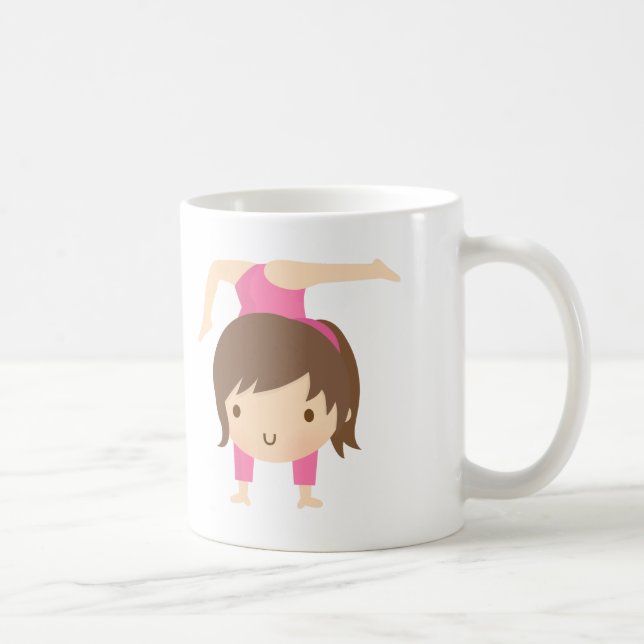 Niedliche kleine Gymnast-Mädchen-Gymnastik-Pose Kaffeetasse (Rechts)