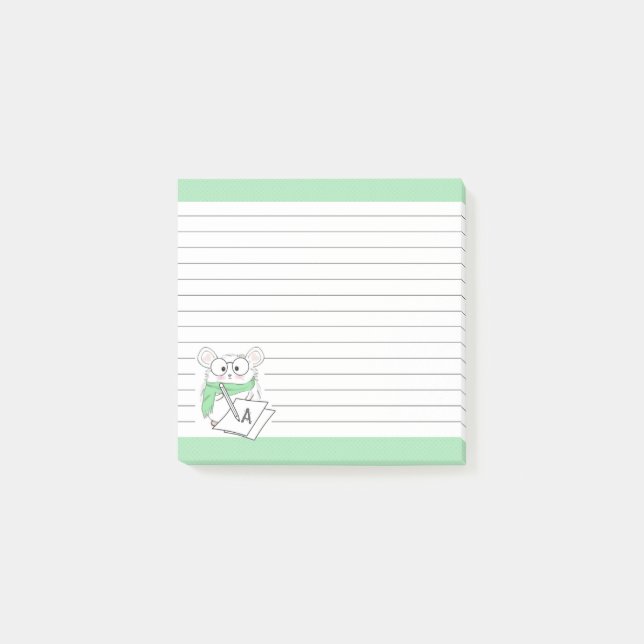Niedliche kleine Hamster Monogram Green Notes Post-it Klebezettel (Vorderseite)