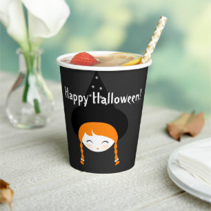 Niedliche Kleine Hexe mit Hut und Sternen Pappbecher