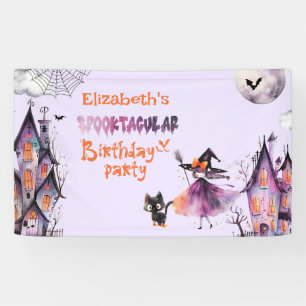 Niedliche kleine Hexe Spooktacular Geburtstagspart Banner