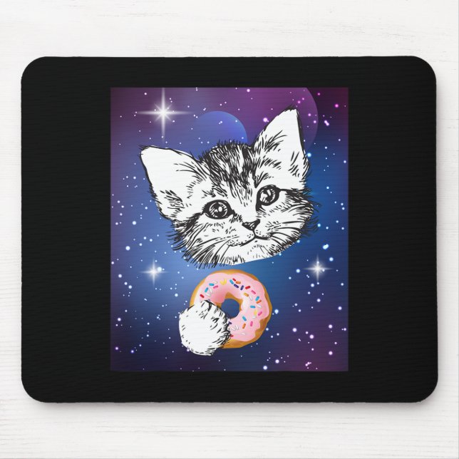 Niedliche kleine Katze, die im Weltraum einen Donu Mousepad (Vorne)