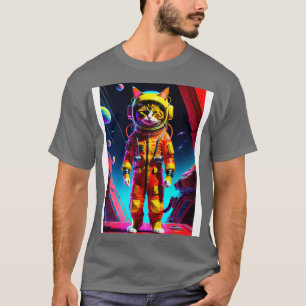 Niedliche kleine Katze im Weltraum Stehend T-Shirt