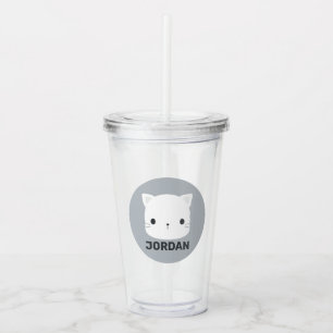 Niedliche kleine Katze mit Personalisiertem Namen Acryltrinkbecher