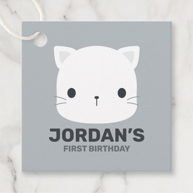 Niedliche kleine Katze mit Personalisiertem Namen Geschenkanhänger (Vorderseite)