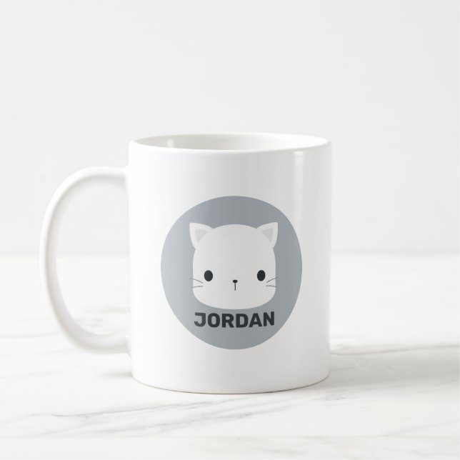 Niedliche kleine Katze mit Personalisiertem Namen Kaffeetasse (Links)