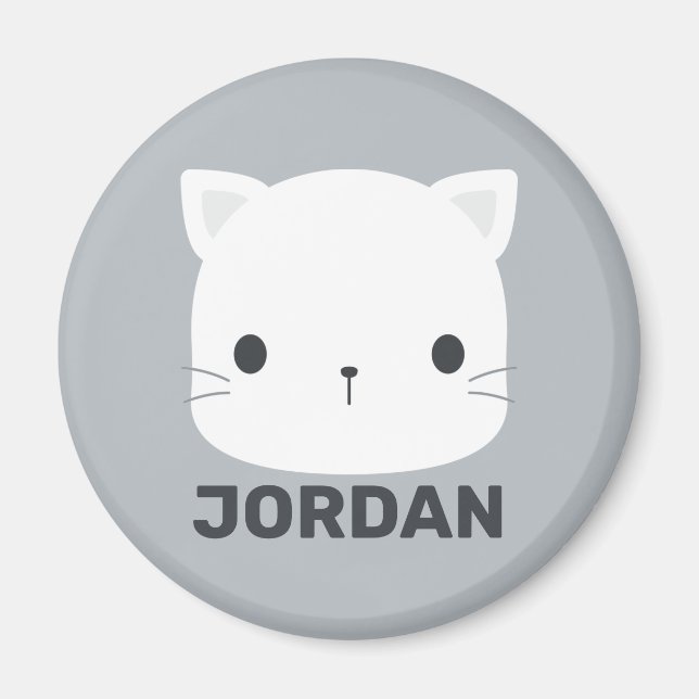 Niedliche kleine Katze mit Personalisiertem Namen Magnet (Vorne)